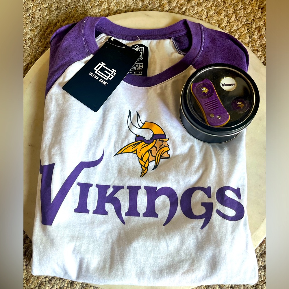 🔥 NWT NFL Minnesota Viking Men’s shirt and golf accessories bundle